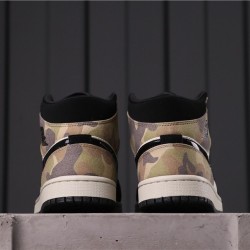 Air Jordan 1 Mid "CAMO" CW5490-001 Zlato Bílá černá