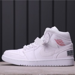 Air Jordan 1 Mid "Euro Tour" CW7589-100 Celá Bílá červená