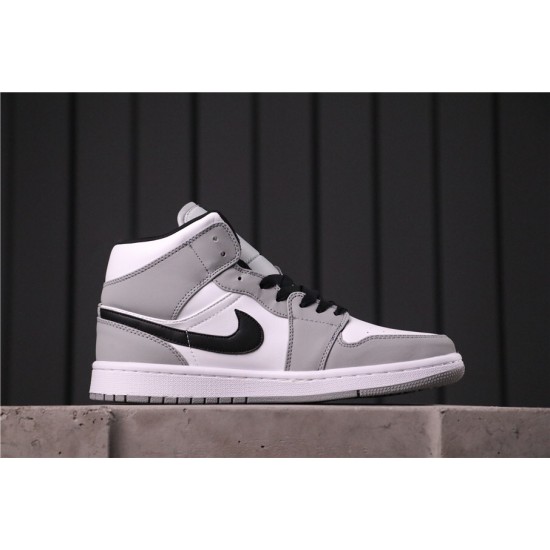 Air Jordan 1 Mid Light Smoke Grey 554724-092 šedá Bílá černá