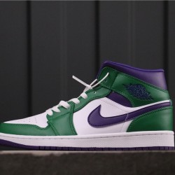 Air Jordan 1 Mid "Hulk" 554724-300 Zelená Bílá Fialová