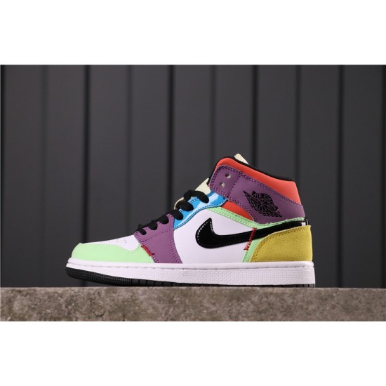 Air Jordan 1 Mid "Multicolor" CW1140-100 Bílá Zelená černá Fialová