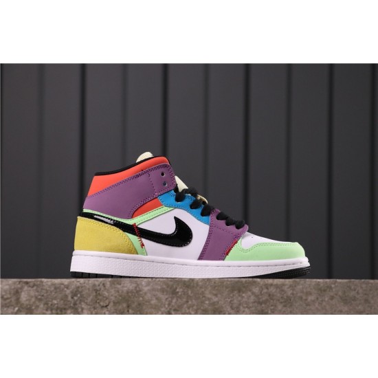 Air Jordan 1 Mid "Multicolor" CW1140-100 Bílá Zelená černá Fialová