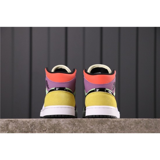 Air Jordan 1 Mid "Multicolor" CW1140-100 Bílá Zelená černá Fialová