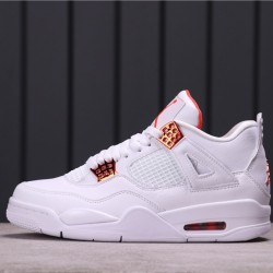 Air Jordan 4 "Purple Metallic" 308497-100 White Orange